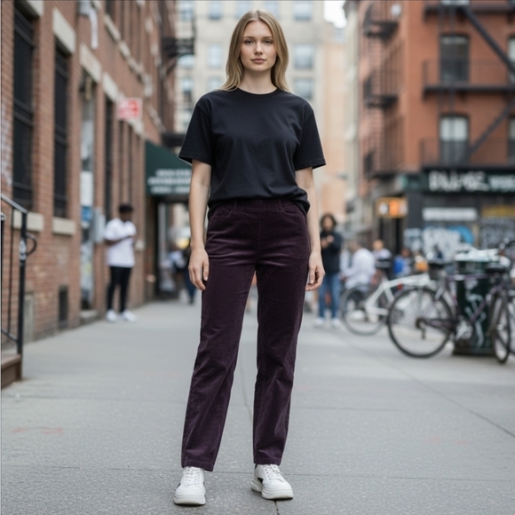 *SOLD****FREE PEOPLE Corduroy Pants We The Free Deep Purple Size 27. - Picture 10 of 12